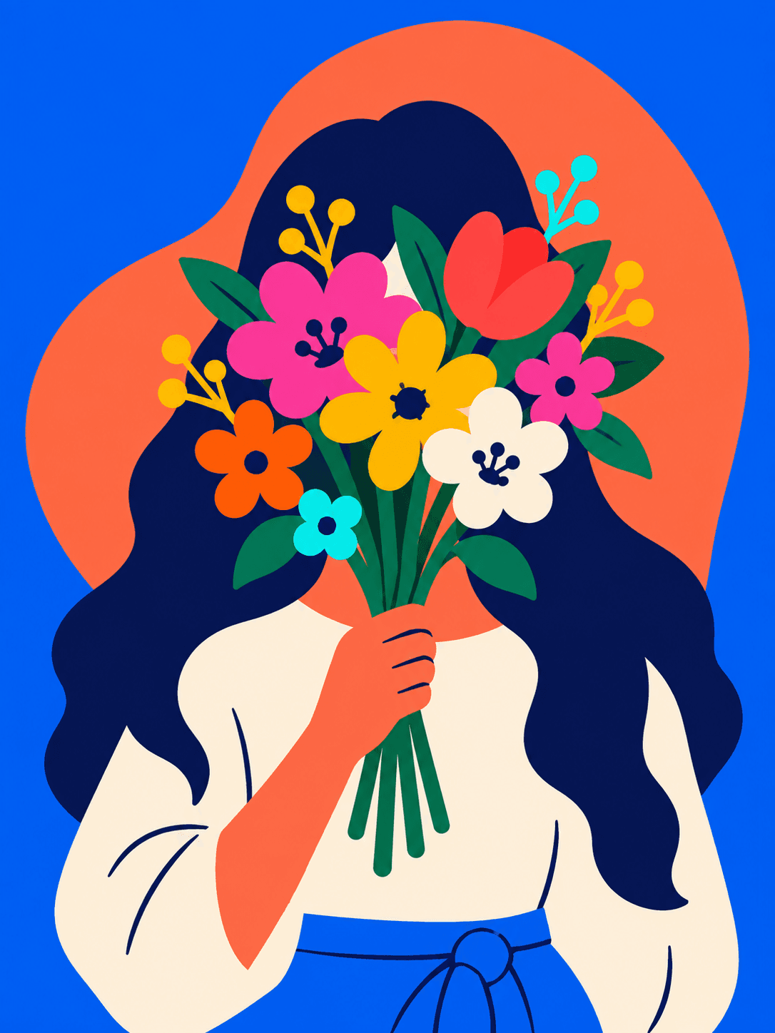 Woman holding a colorful bouquet